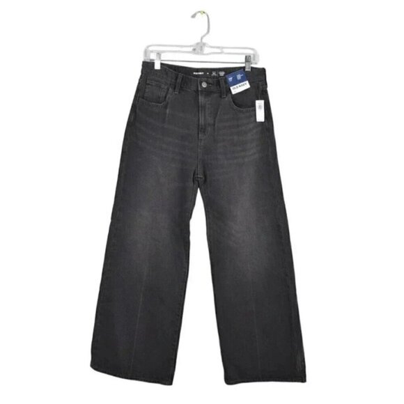 NWT Old Navy Baggy Wide Leg High Rise Black Jeans Kids Size 18 - Picture 2 of 12